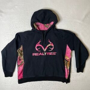 Realtree Pink‎ Camo Hoodie Sweatshirt Black XL